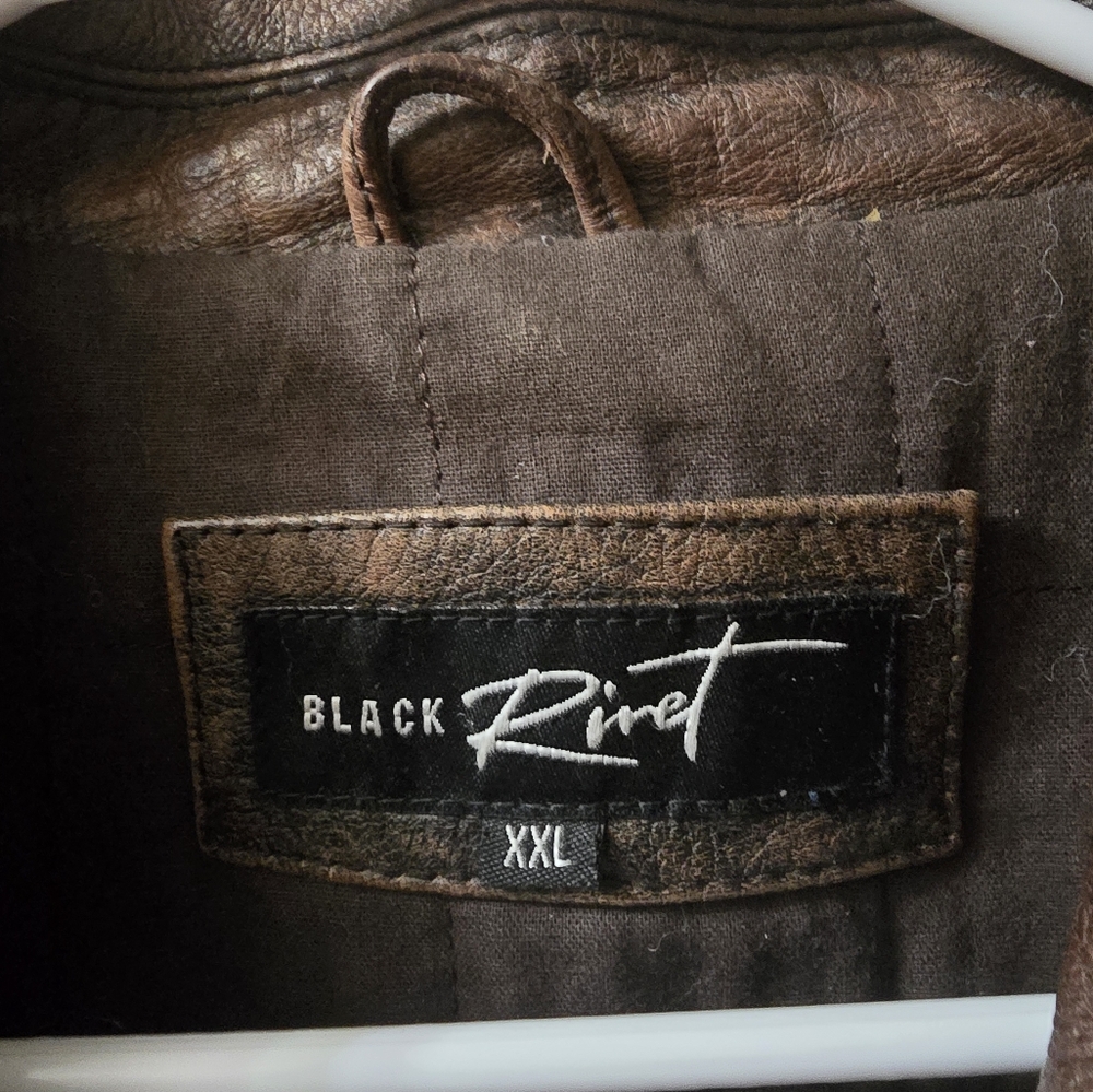 Mens Genuine Leather Jacket (2XL) - Picture 5 of 6
